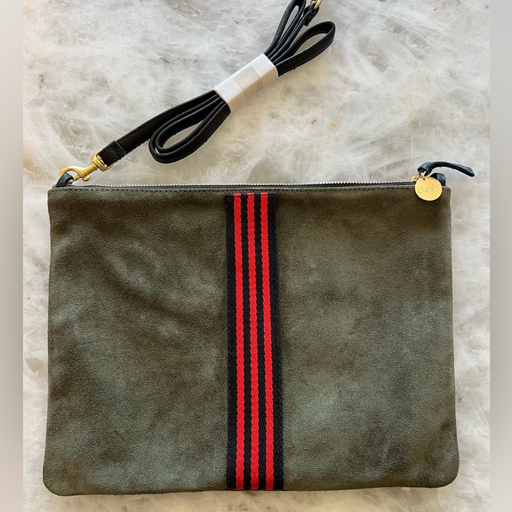 Clare V Single Sac Bretelle Suede Shoulder Bag/Clutch